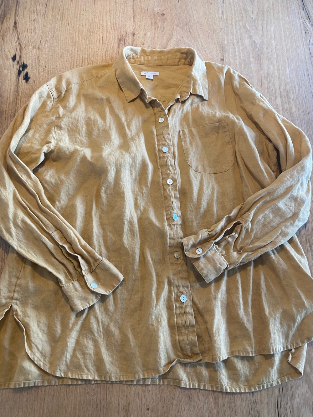 J. Jill womens Linen-Blend Button-Down Shirt in Mustard